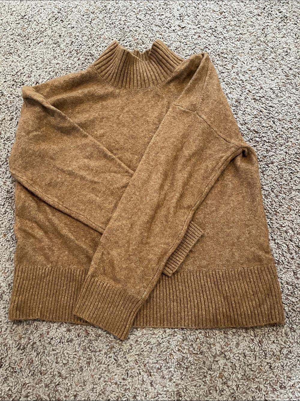 LOFT Camel Brown Ribbed Turtleneck Sweater